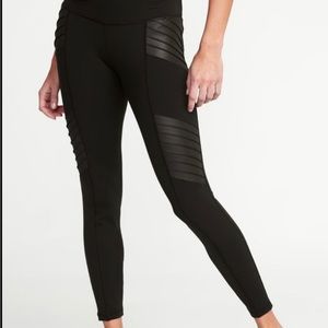 Old Navy NWT Black Moto Elevate leggings sz L 7/8 Ankle High Rise Go-Dry
